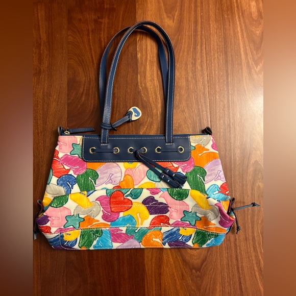 Final Price- Dooney & Bourke Wonder Duck with Blue Leather Trim Handbag - Picture 4 of 4